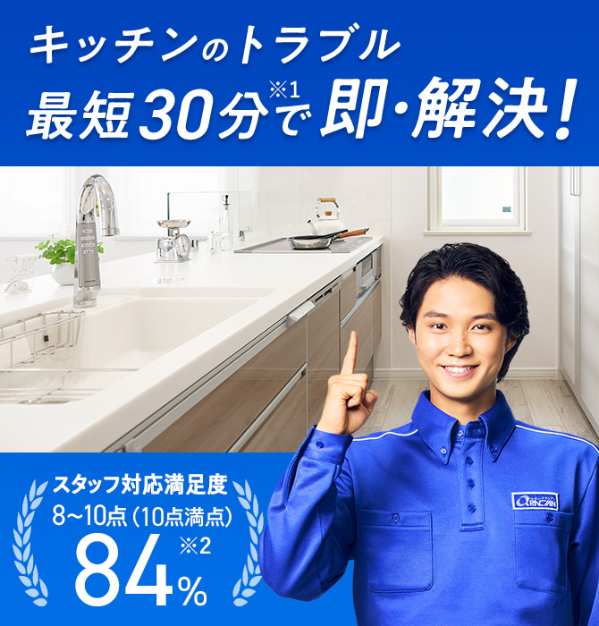 キッチンのトラブル 最短30分で即・解決!